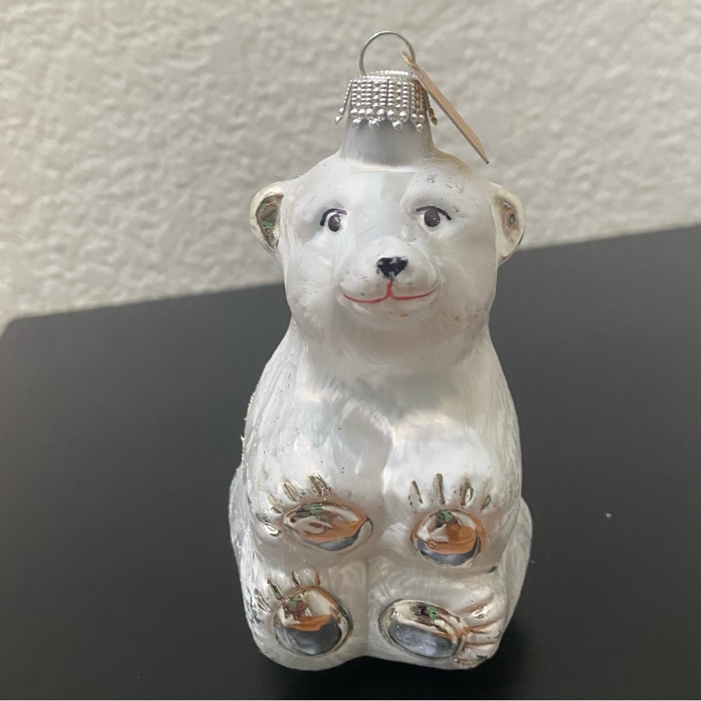 Discovery Channel Store Lauscha Krebs Glass White Polar Bear Handblown Ornament